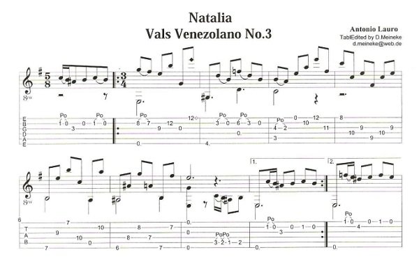 Vals venezolano Natalia primer movimiento