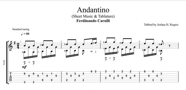 primer movimiento andantino ferdinando carulli