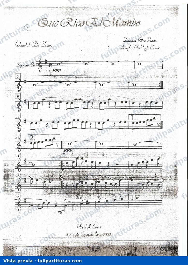 Rico mambo (Cuarteto de saxofones) — vista previa