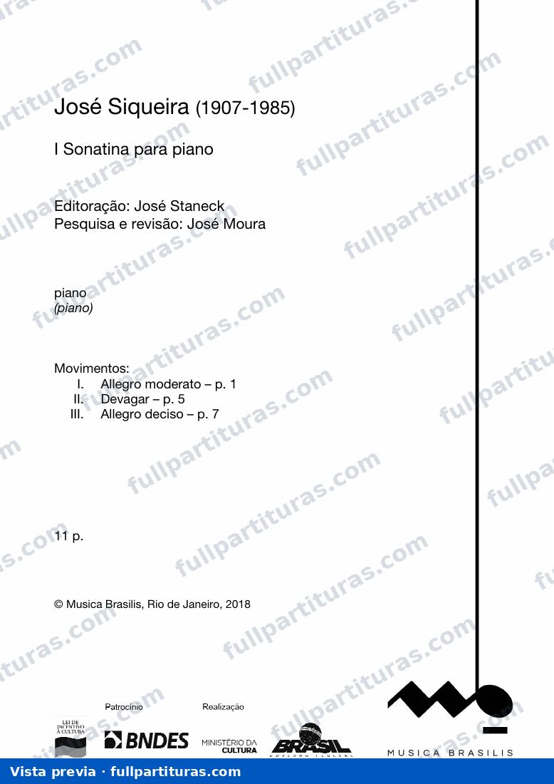 I Sonatina para piano — vista previa