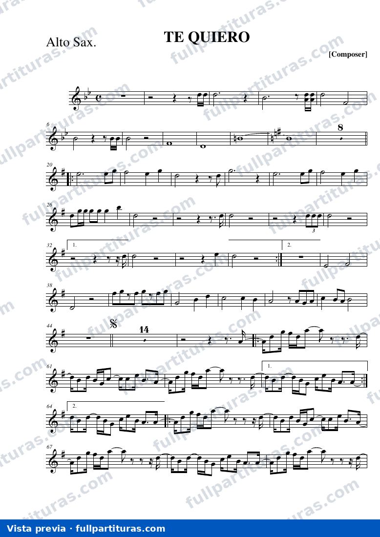 Te quiero (Saxofón Alto) — vista previa