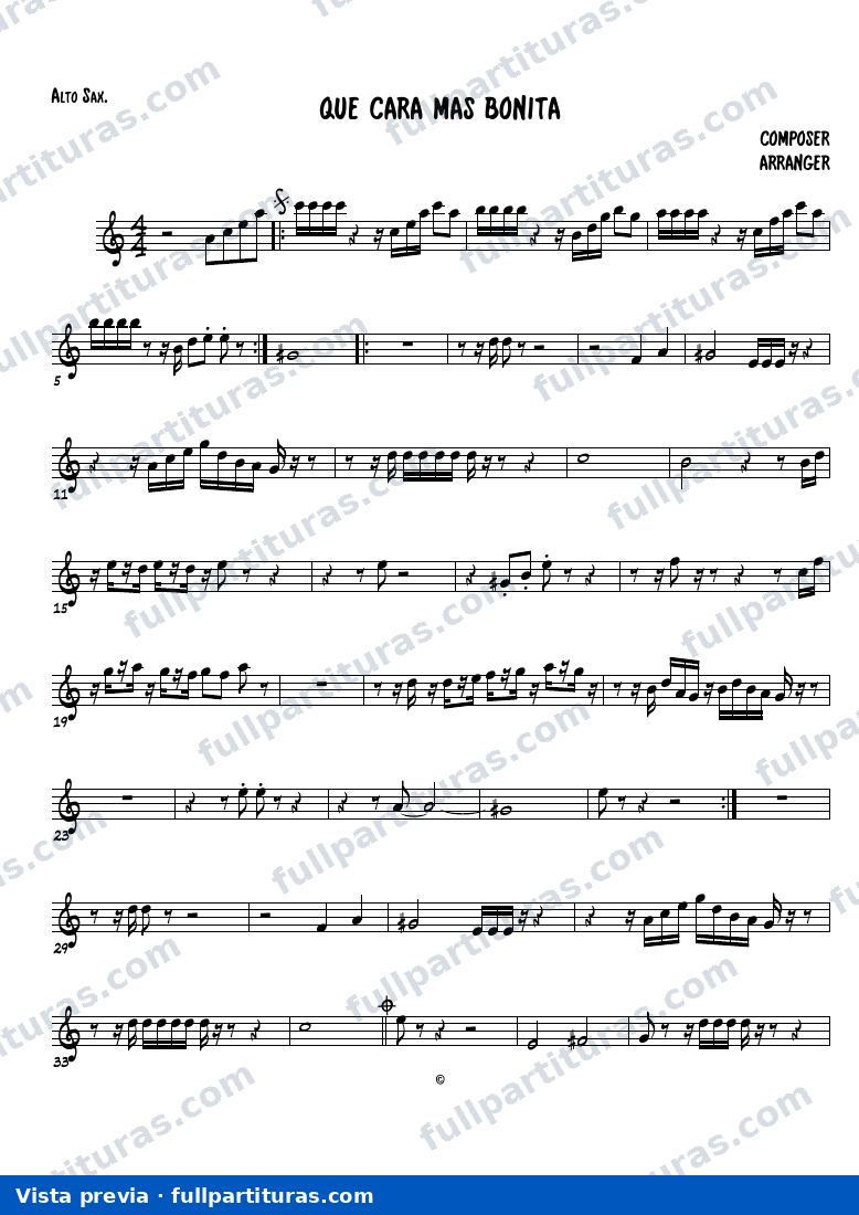 Que cara más bonita (Saxofón Alto) — vista previa