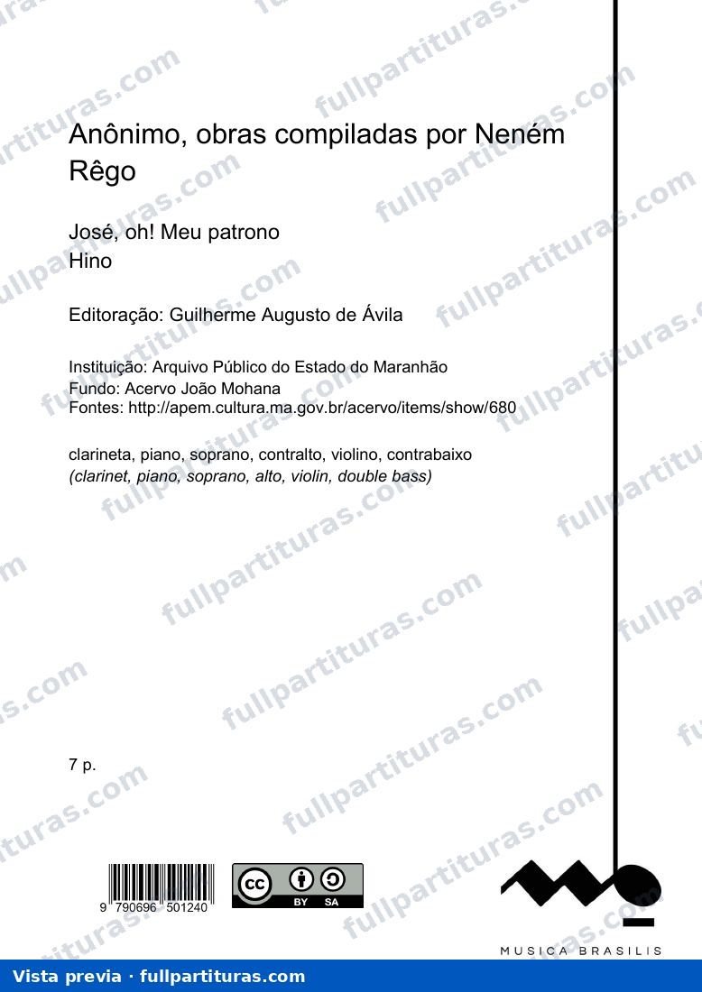 José, oh! meu patrono, Anônimo — preview