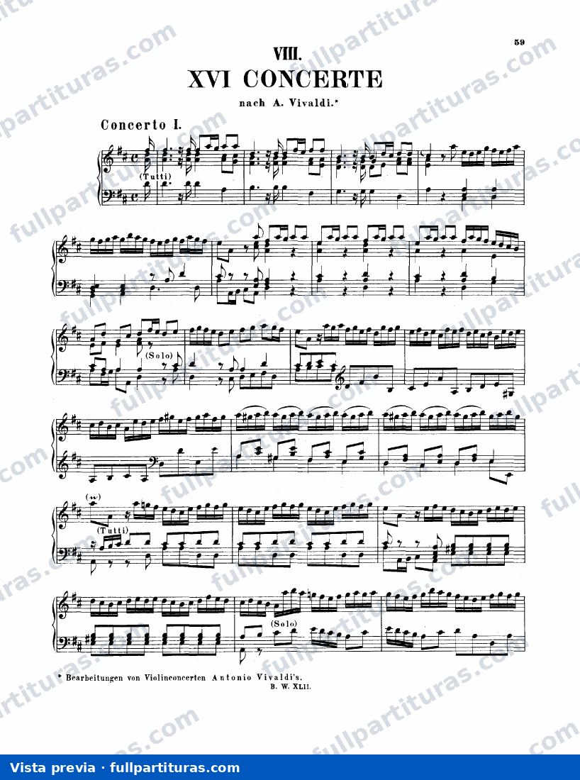 Arreglo de conciertos de otros autores: Concerto in D major, BWV 972 — preview