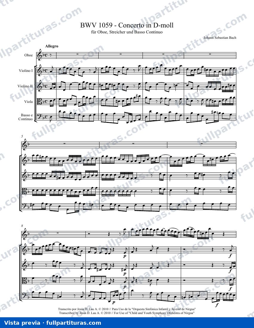 Concierto para Oboe BWV 1059r — preview