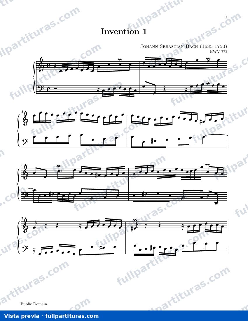 Invención 1 BWV 772 — preview