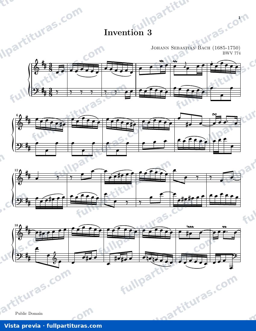 Invención 3 BWV 774 — preview