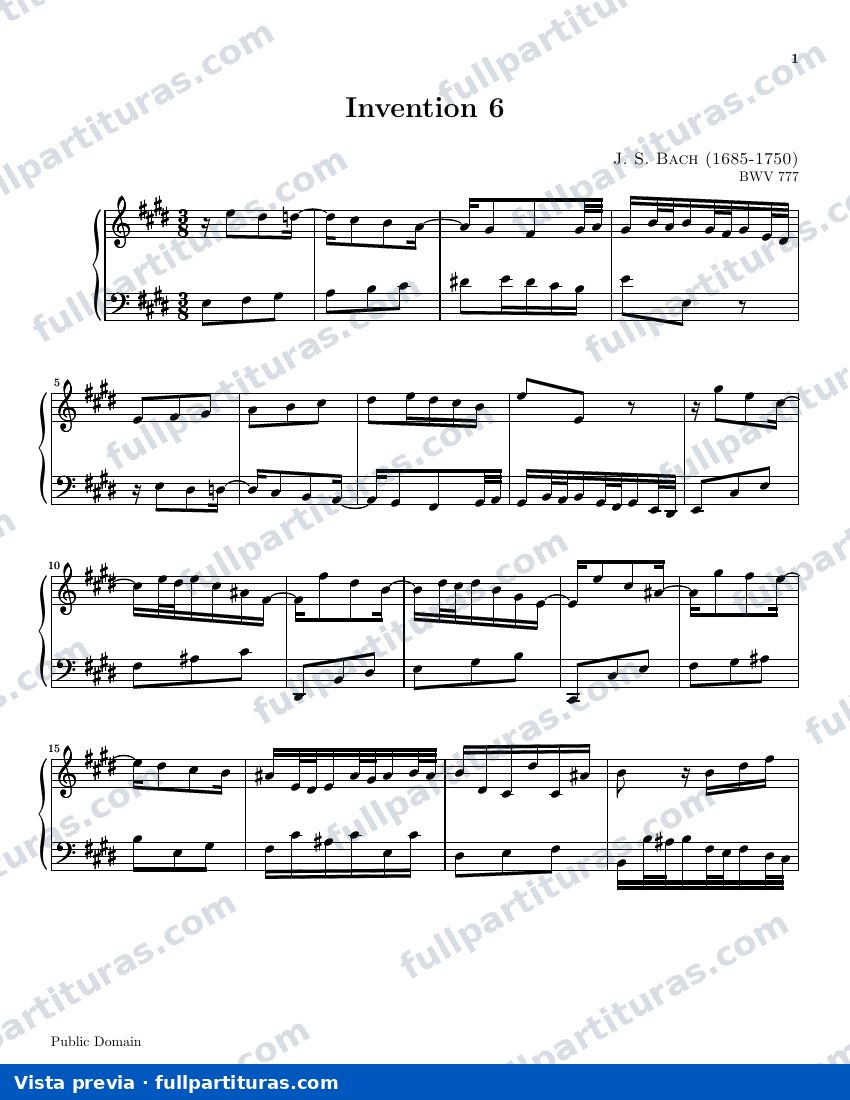 Invención 6 BWV 777 — preview