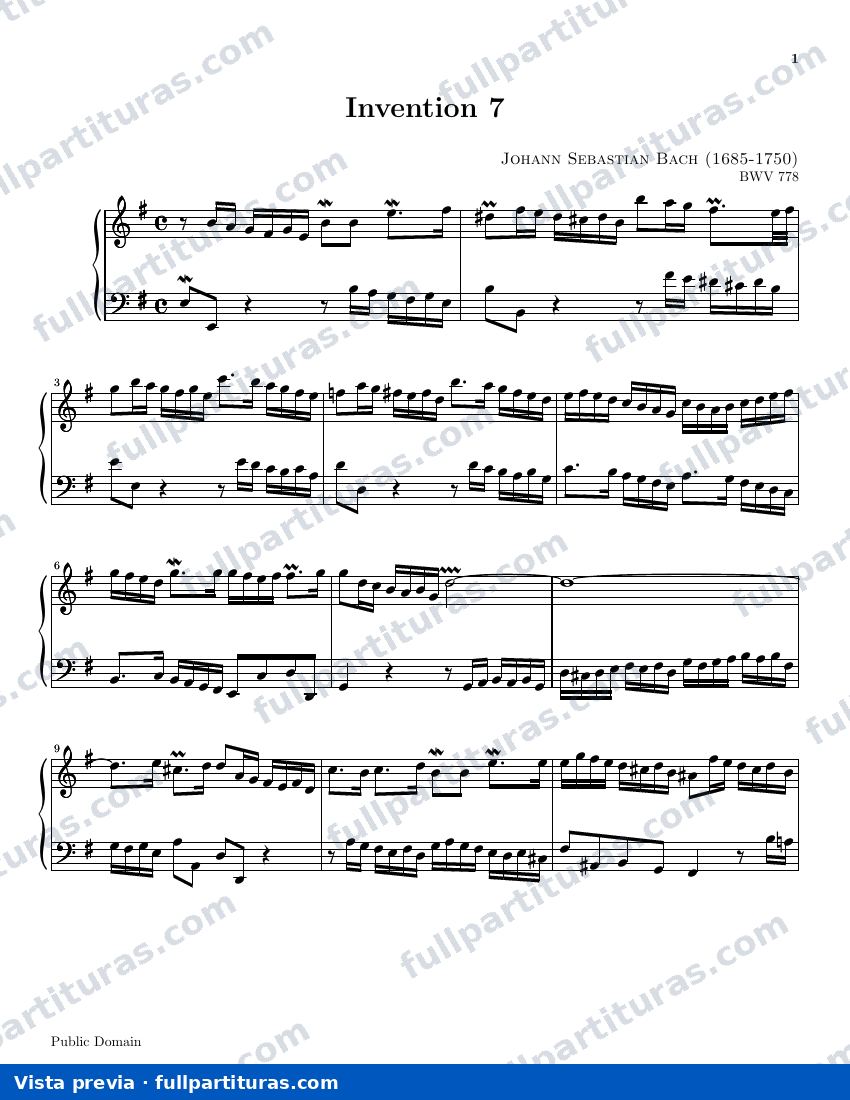 Invención 7 BWV 778 — preview