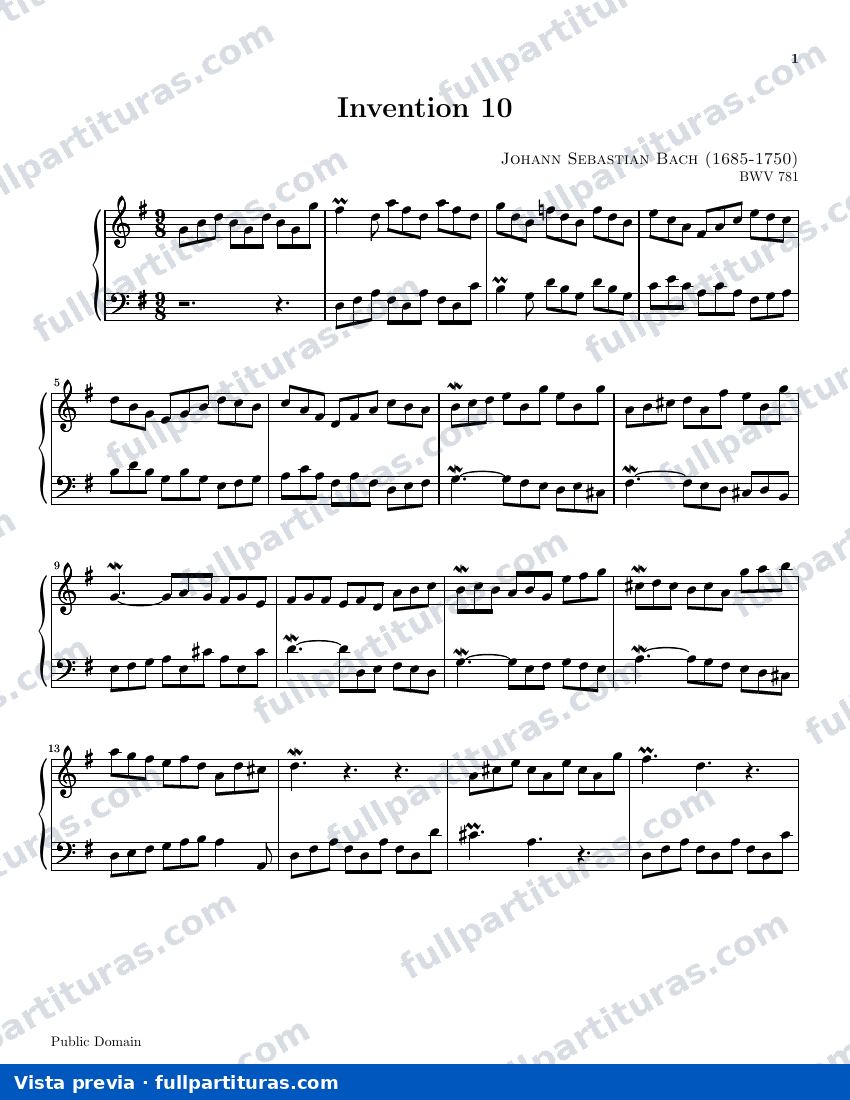 Invención 10 BWV 781 — preview