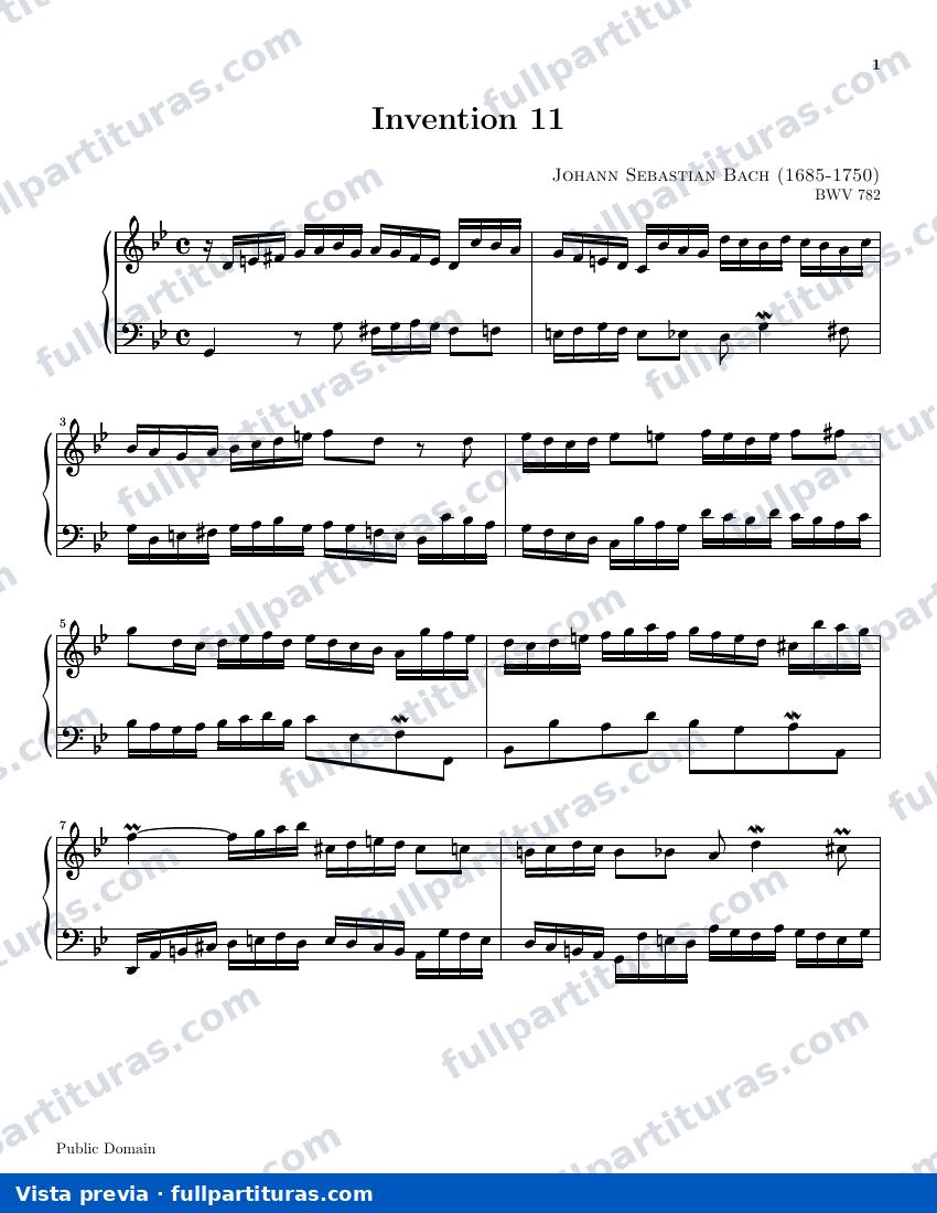 Invención 11 BWV 782 — vista previa