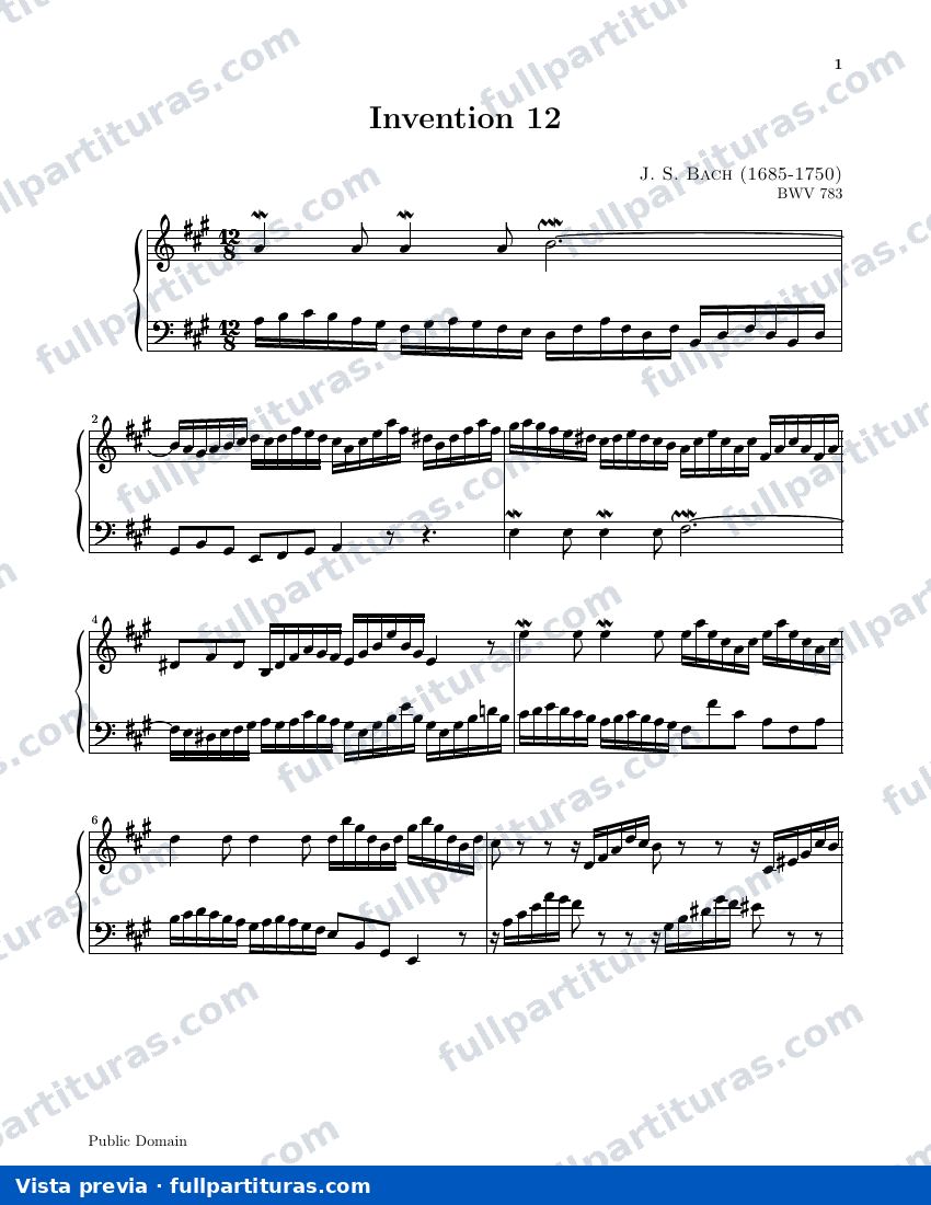 Invención 12 BWV 783 — preview