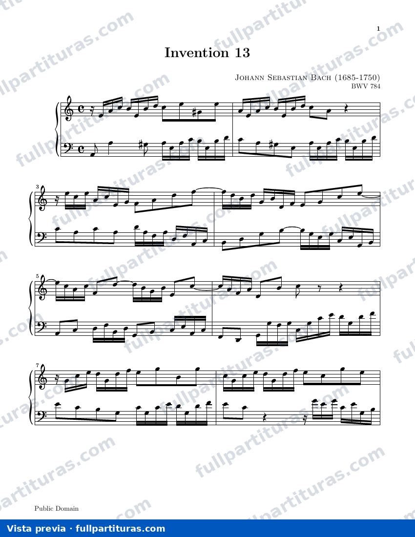 Invención 13 BWV 784 — preview
