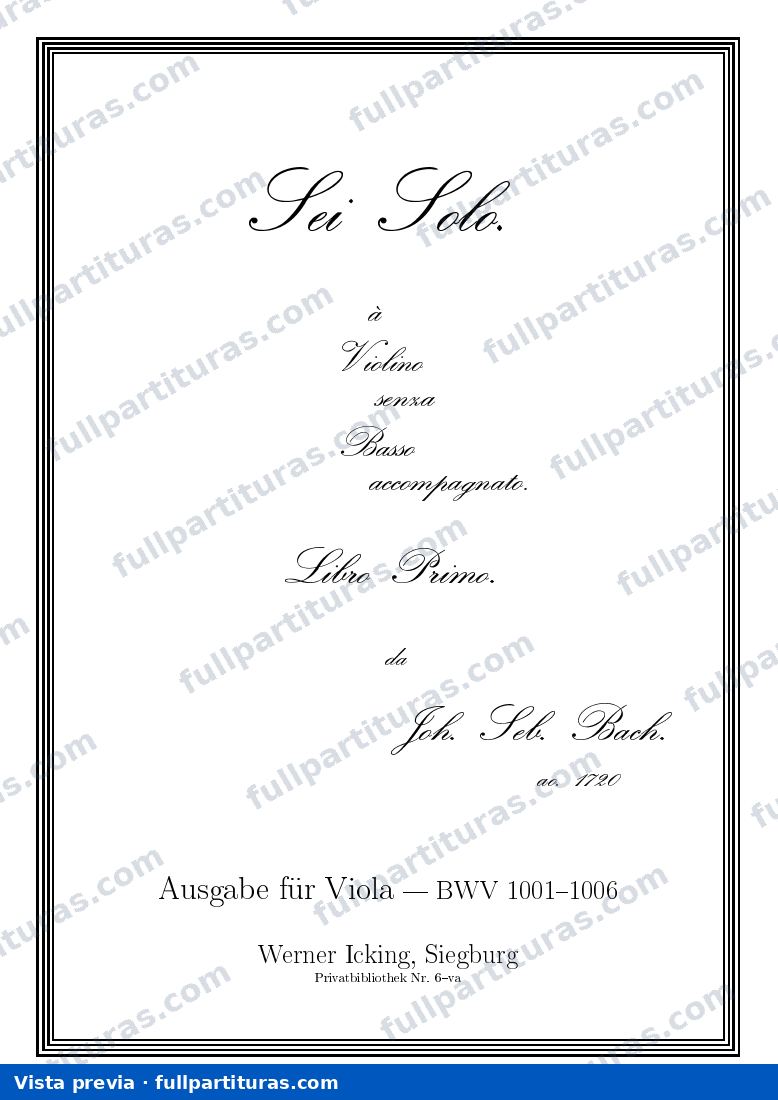 Sonatas and Partitas for Viola BWV 1001-1006 — preview