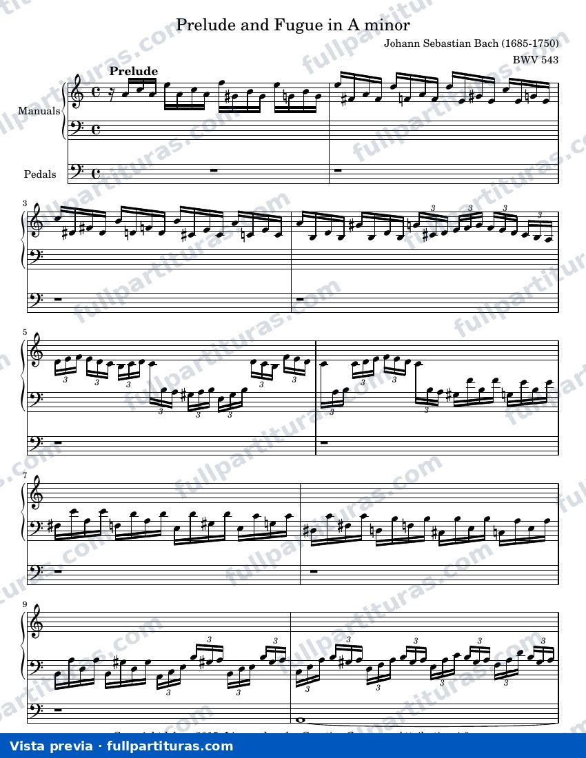 Preludio y fuga en La menor BWV 543 — preview