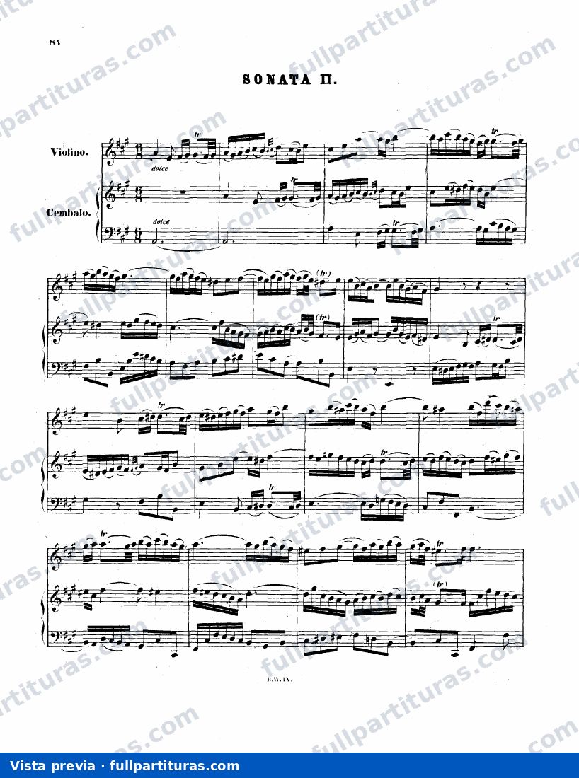 Sonata Nº 2 en LA M para Violín y Clavecembalo — preview