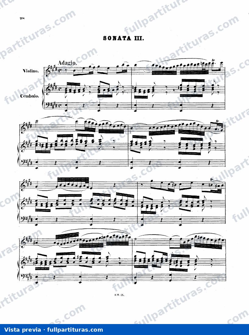 Sonata Nº 3 en Mi M para Violín y Clavecembalo — preview