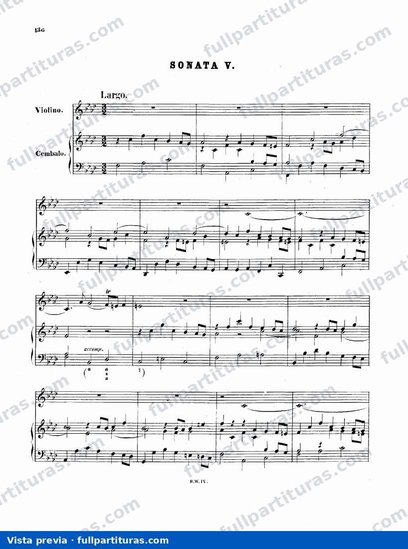 Sonata Nº 5 en Fa m para Violín y Clavecembalo — preview