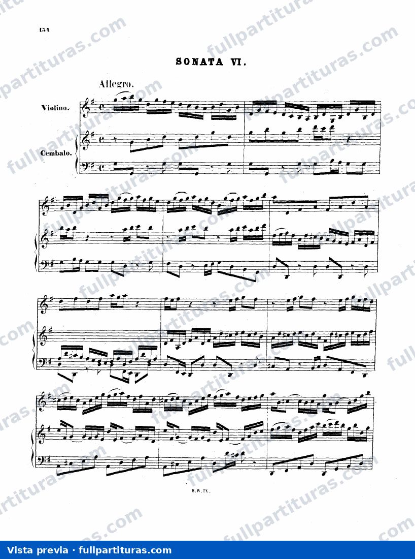 Sonata Nº 6 en Sol M para Violín y Clavecembalo — preview