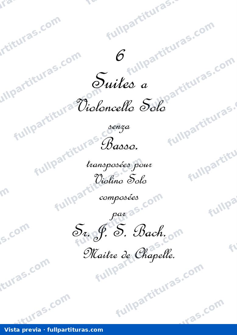 Versión de la Suite nº 1 para violín (BWV1007) — preview