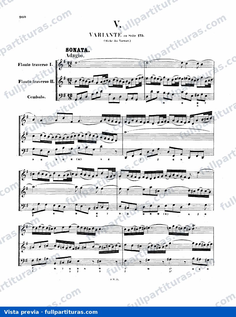 Trío Sonata para Flauta, Clave y Continuo BWV 1039 — preview
