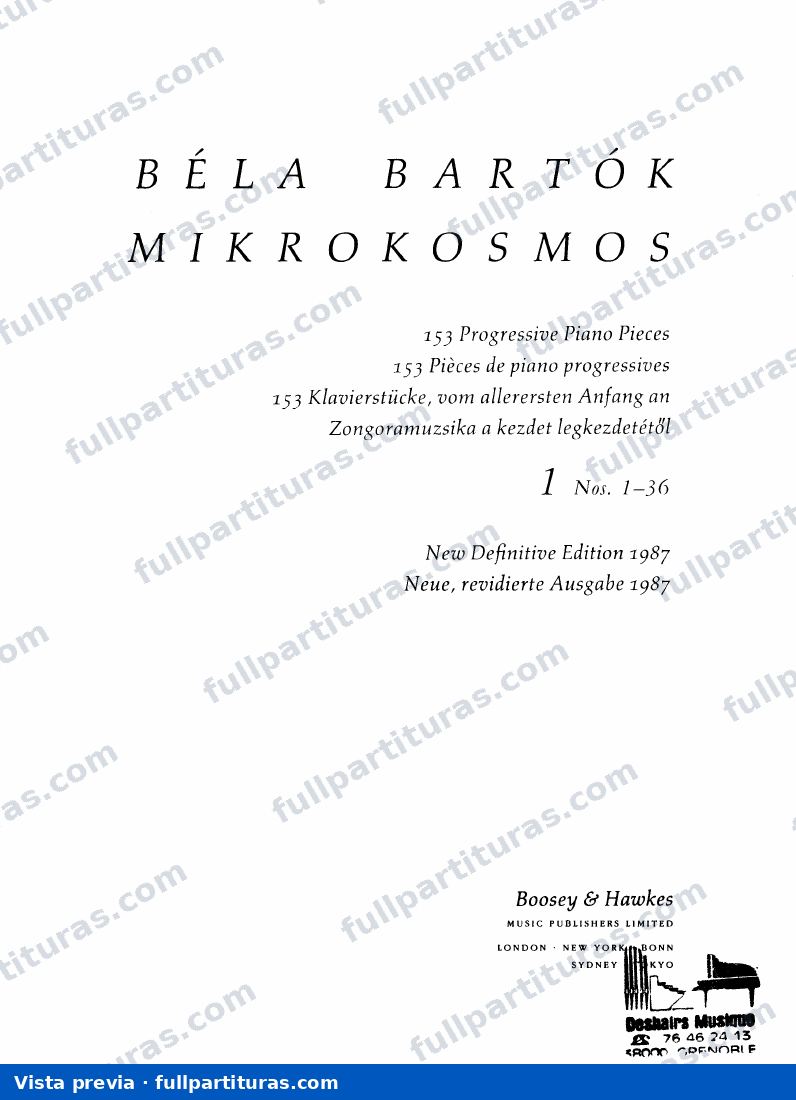Mikrokosmos, Sz.107: Volumen 1 — preview
