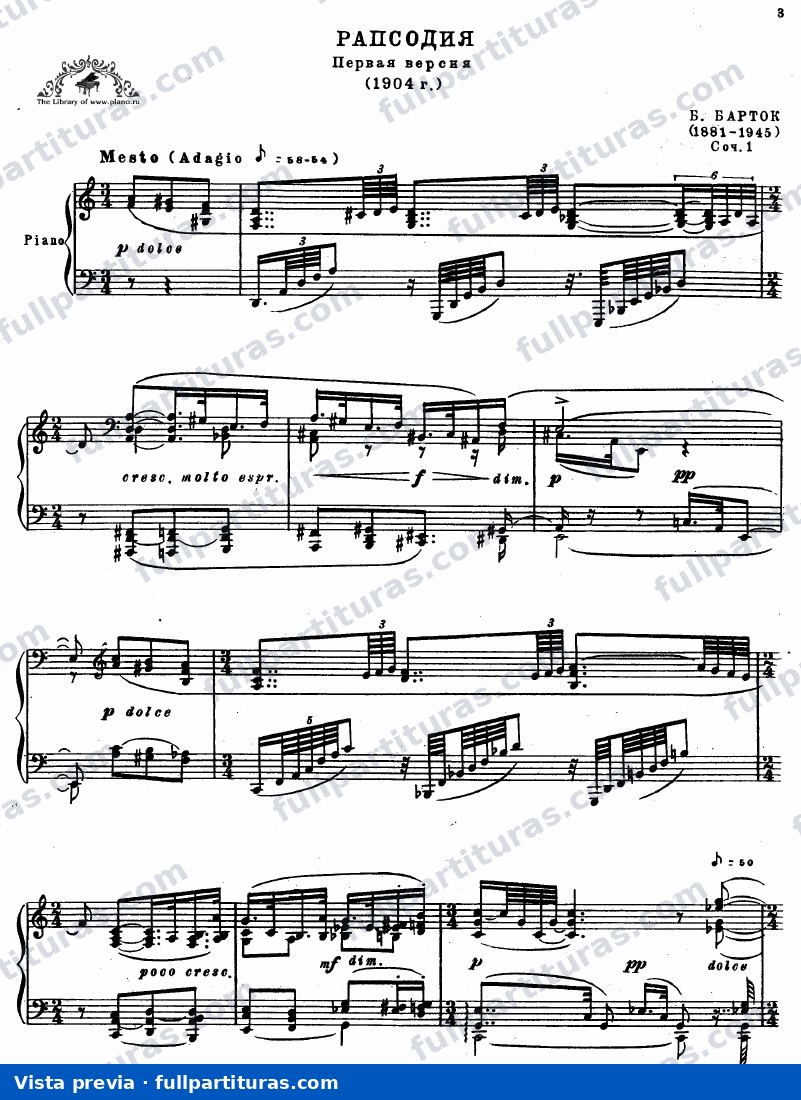 Rhapsody No.1 for Violin and Orchestra, Sz.87 — preview