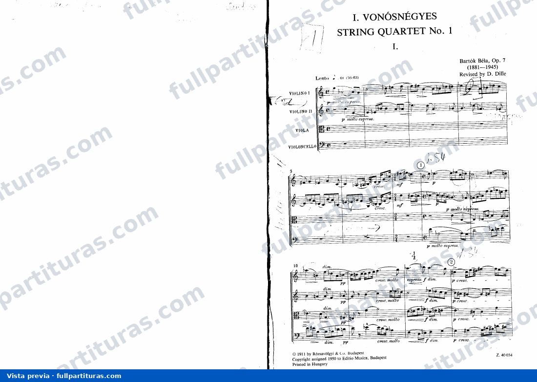 String Quartet No.1, Op.7 (Sz.40) — preview