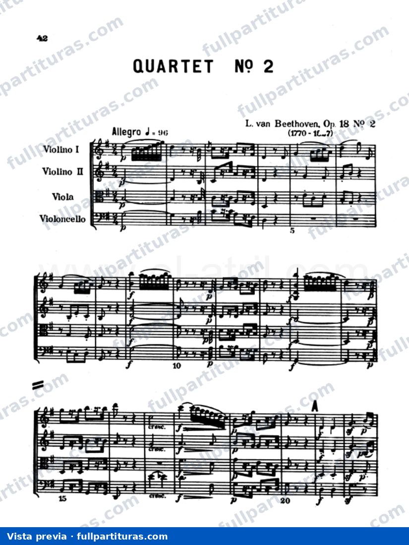 Cuarteto de Cuerdas en G major, op. 18 No. 2 — preview