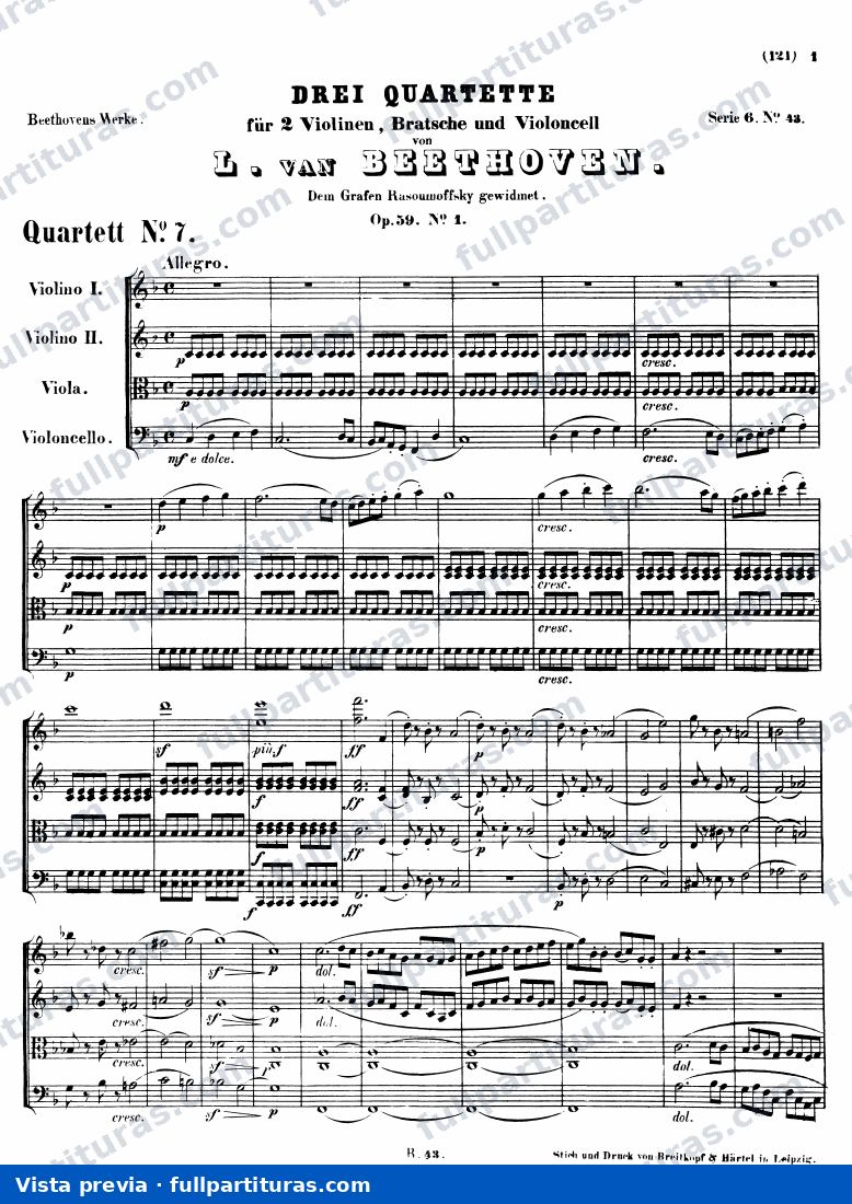 Cuarteto de Cuerdas, Op.59/1 No.7 — preview