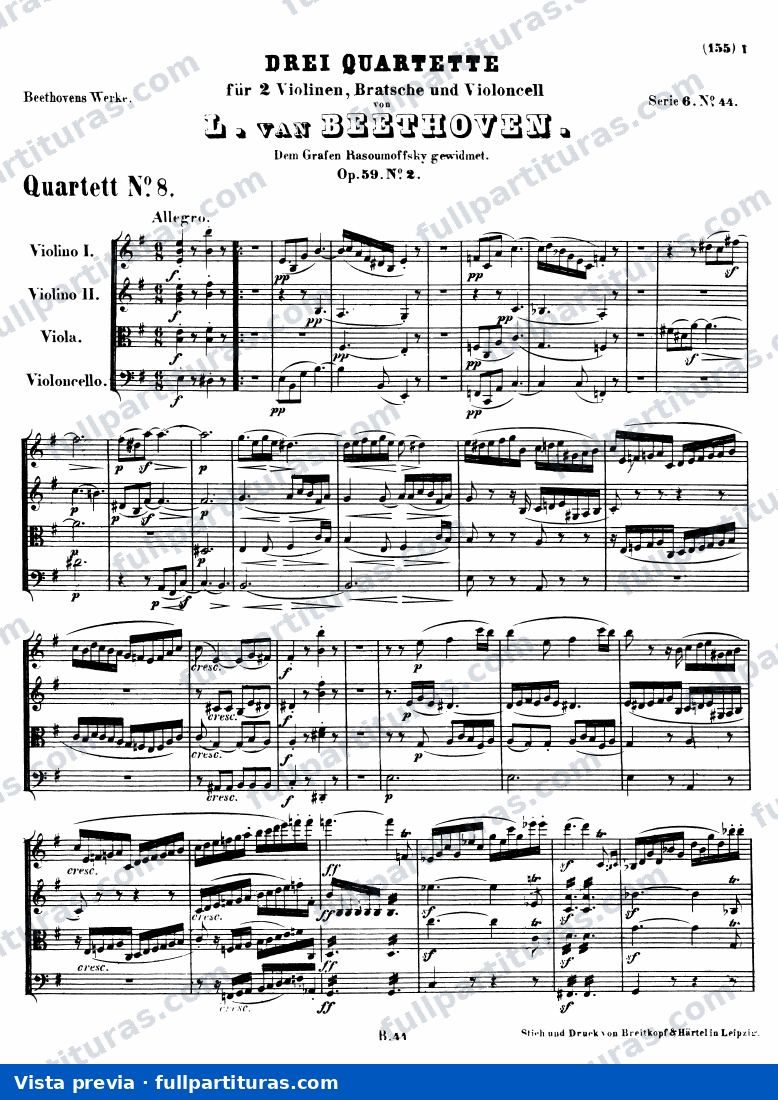 Cuarteto de Cuerdas, Op.59/2 No.8 — preview