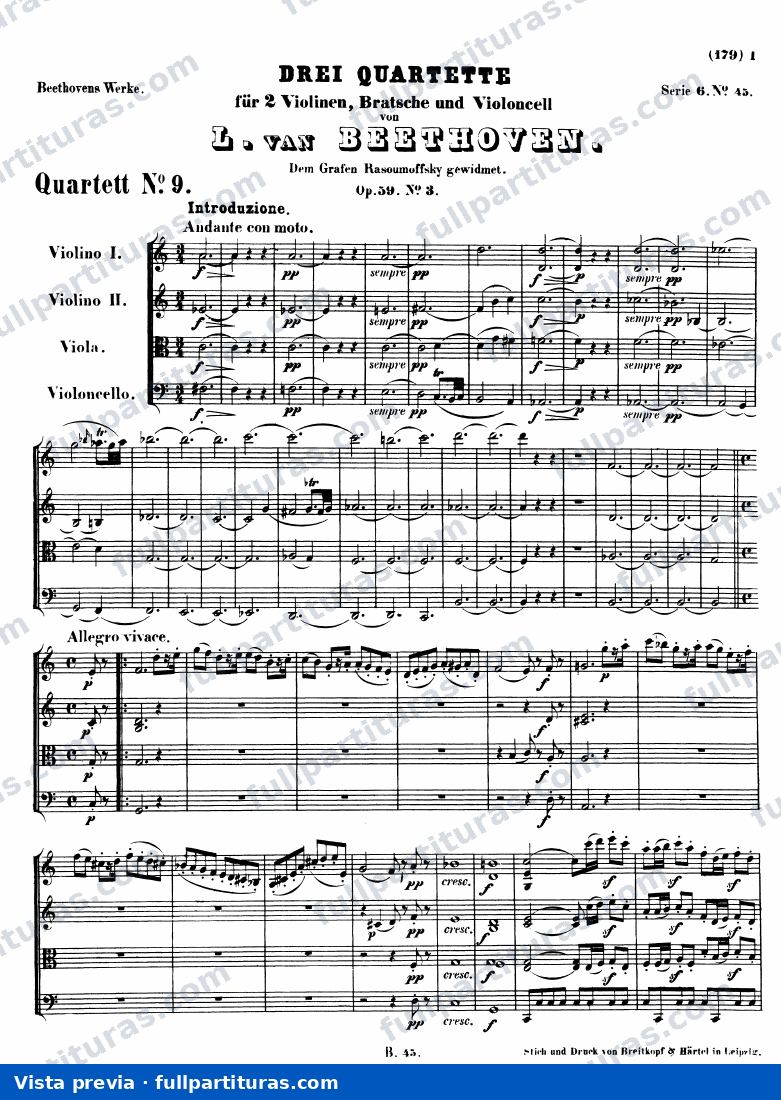 Cuarteto de Cuerdas, Op.59/3 No.9 — preview