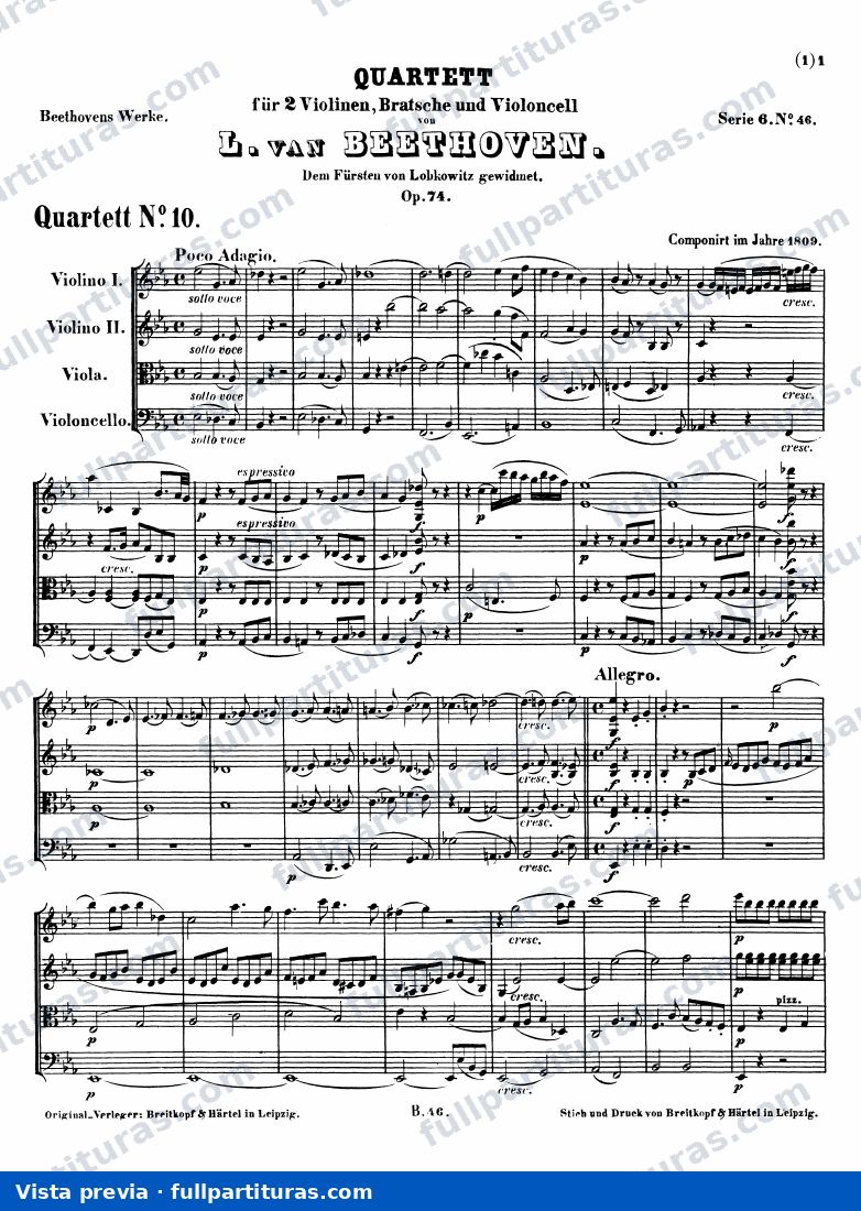 Cuarteto de Cuerdas, Op.74 No.10 — preview