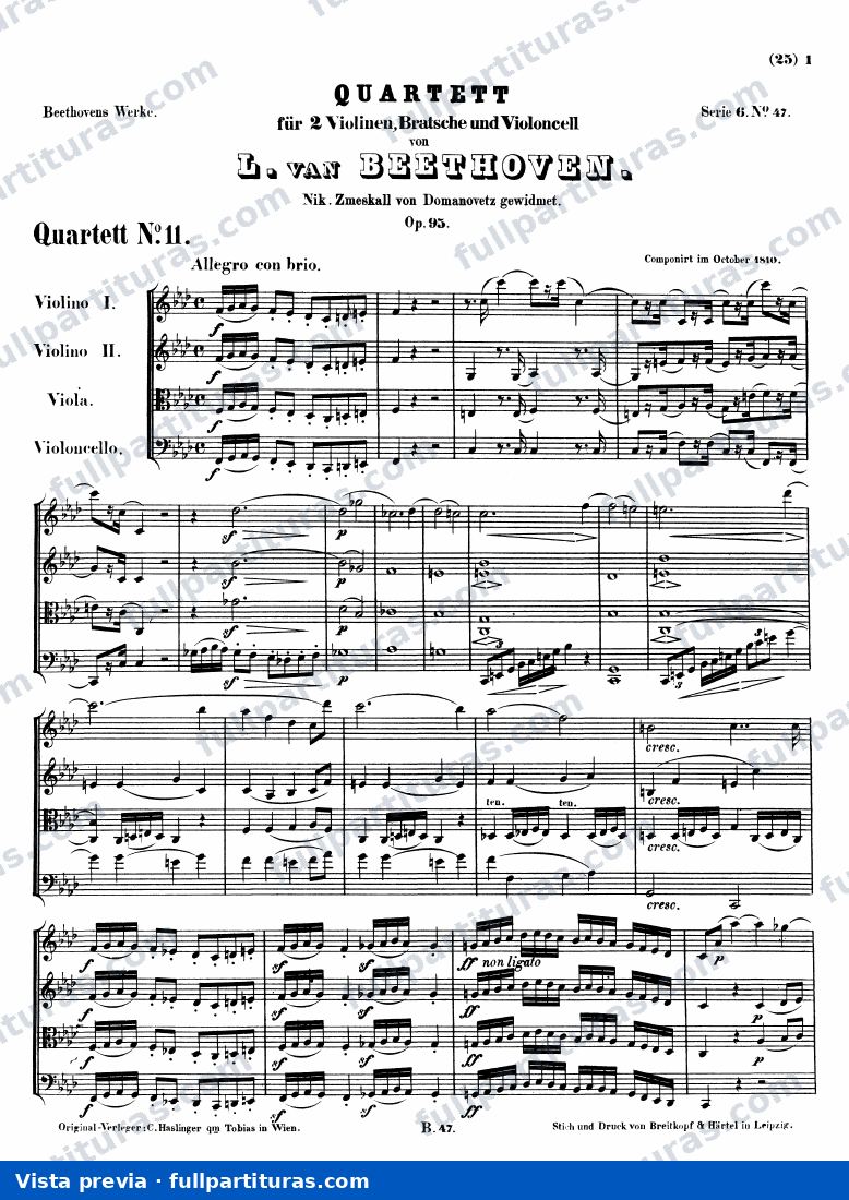 Cuarteto de Cuerdas, Op.95 No.11 — preview