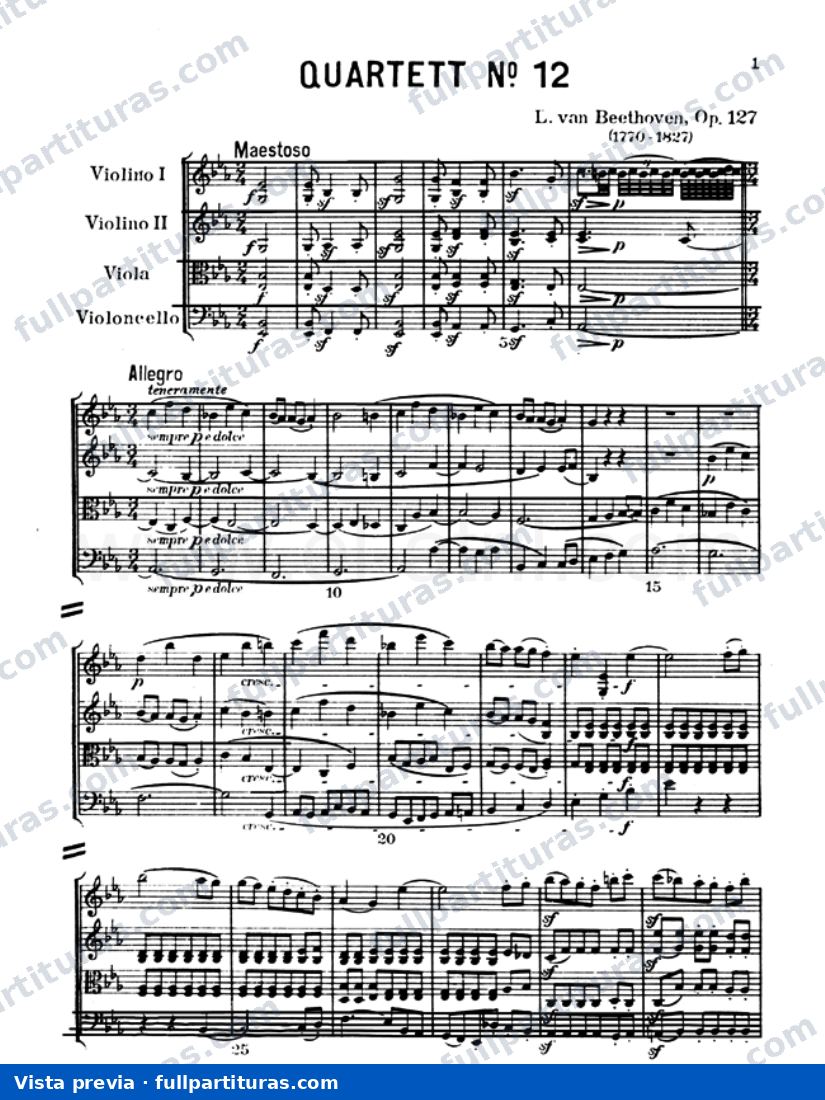 Cuarteto de Cuerdas in Eb Major, op. 127 Nº 12 — preview