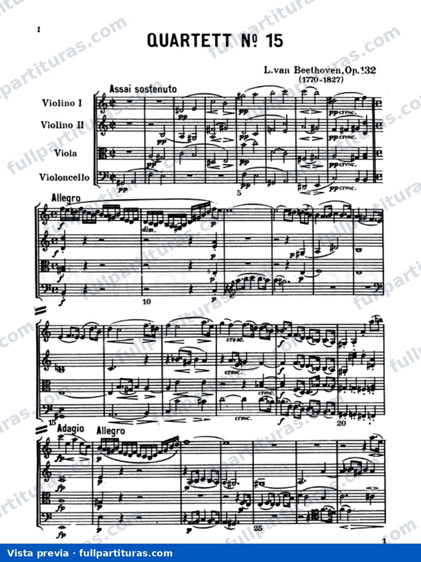 Cuarteto de Cuerdas in A Minor, Op. 132 Nº 15 — preview