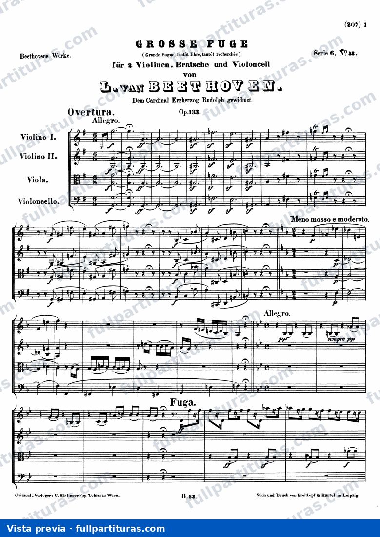 Gran Fuga en Bb Mayor para Cuarteto de Cuerdas, Op. 133 — preview