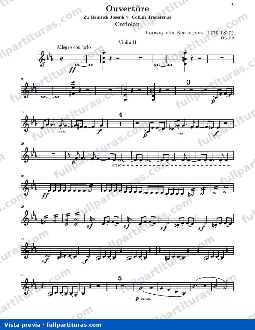 Coriolano: Violín 2ª — vista previa