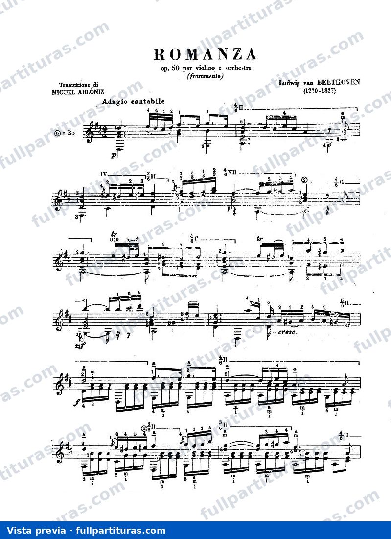 Transcripción para guitarra — preview