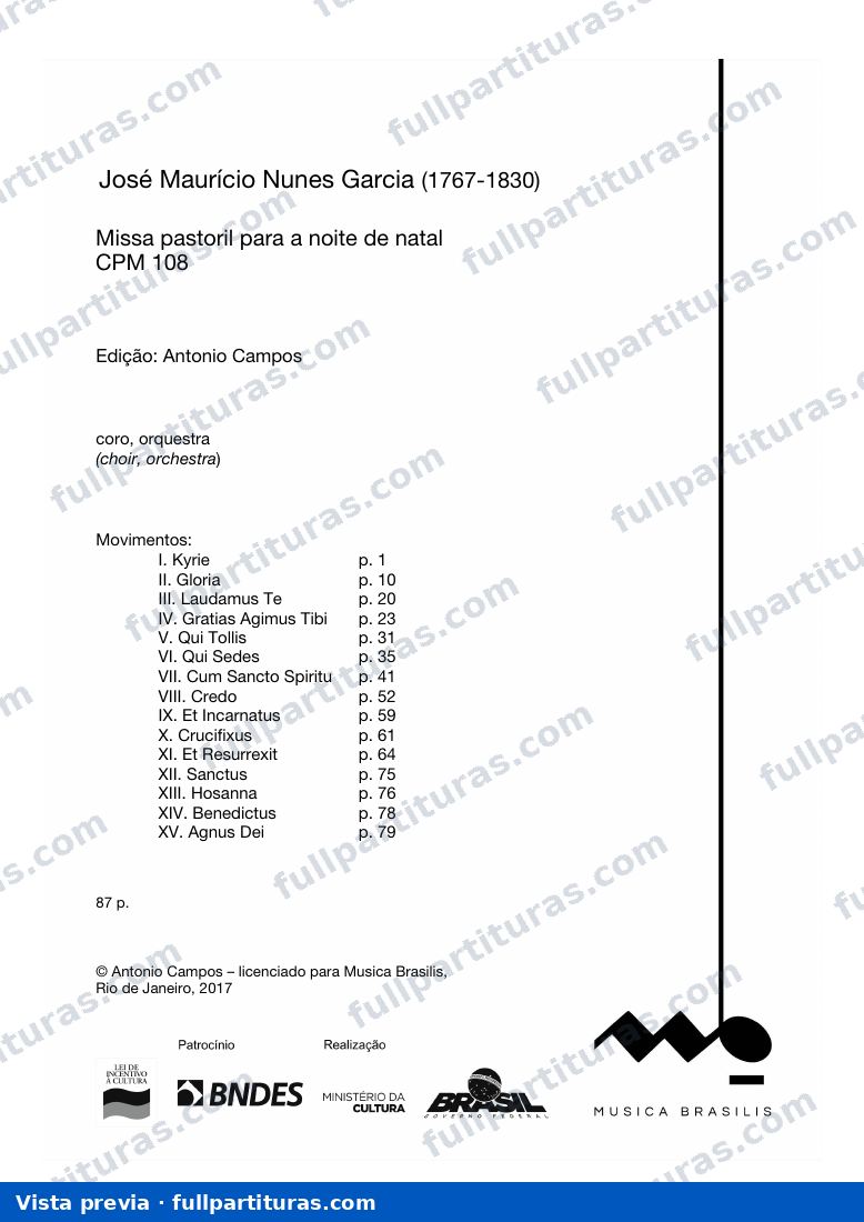 Missa pastoril para a noite de natal - coro, orquestra — preview
