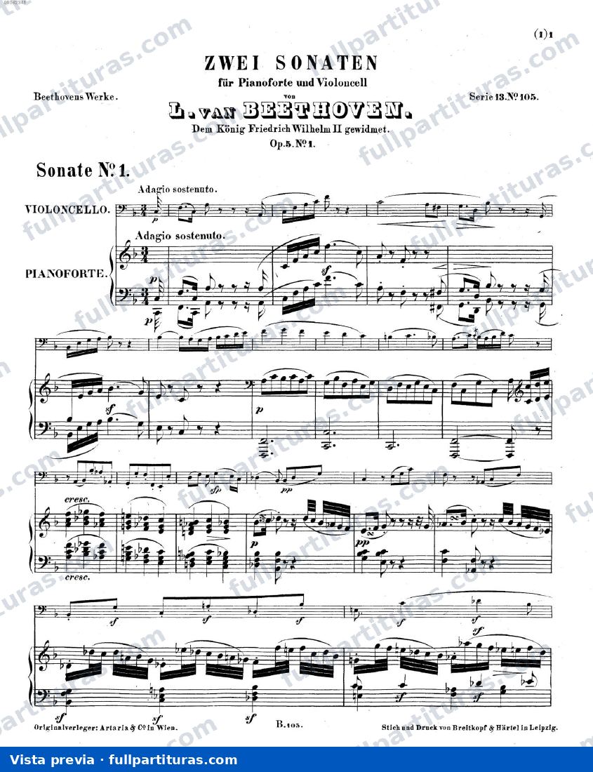 Sonata para Violoncello Nº 1 Op. 5 — preview