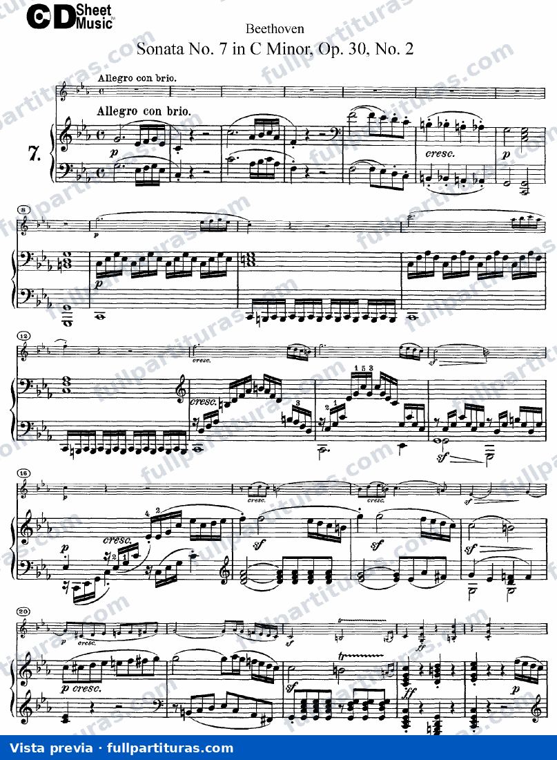Sonata para Violín y Piano Nº 7 Op. 30 — preview
