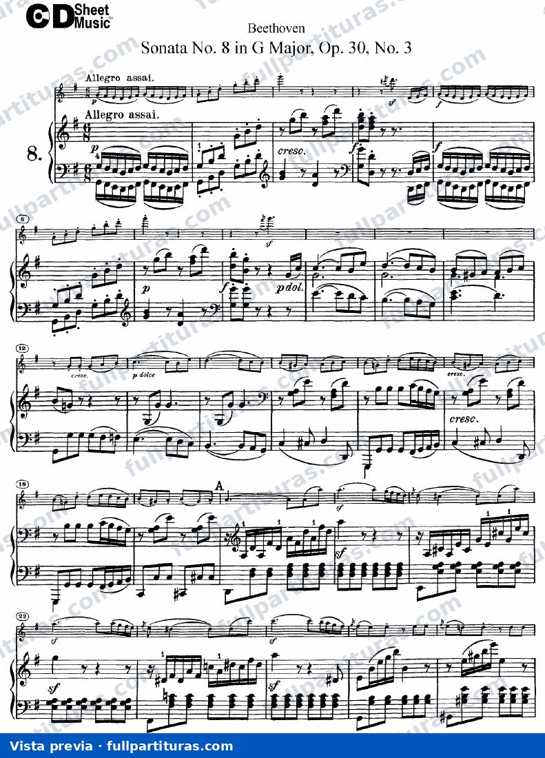 Sonata para Violín y Piano Nº 8 Op. 30 — preview