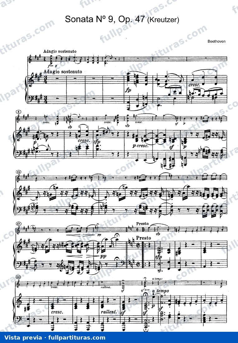 Sonata para Violín y Piano Nº 9 - Kreutzer — preview