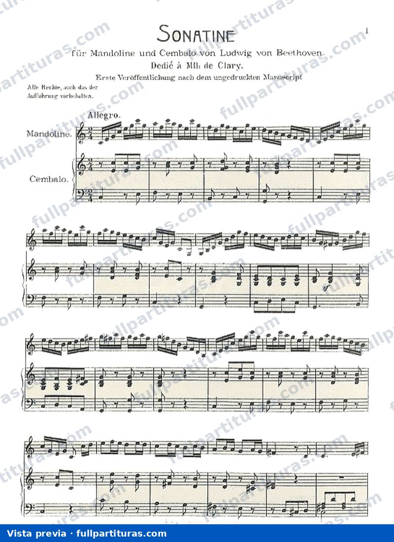 Sonatina para Mandolina y Clave - WoO 44b — preview