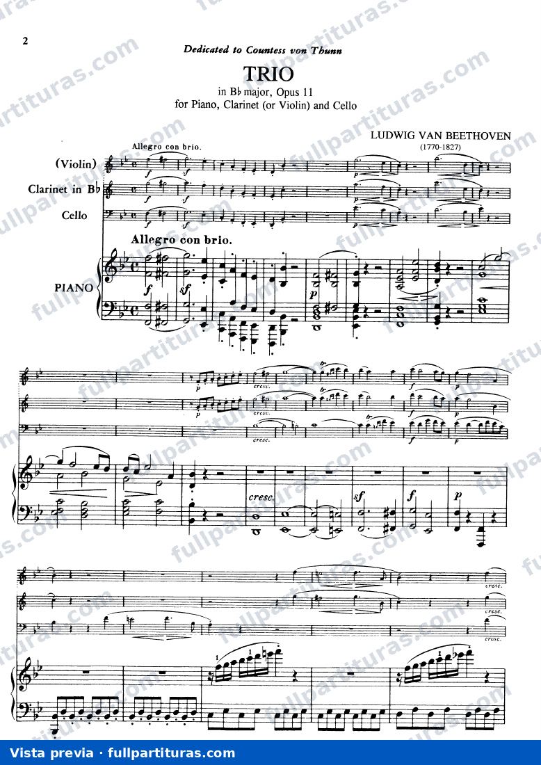 Trío Op. 11 en Bb mayor — preview