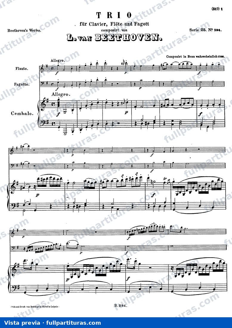 Trío para Piano, Flauta y Fagot en Sol Mayor, WoO 37 — preview
