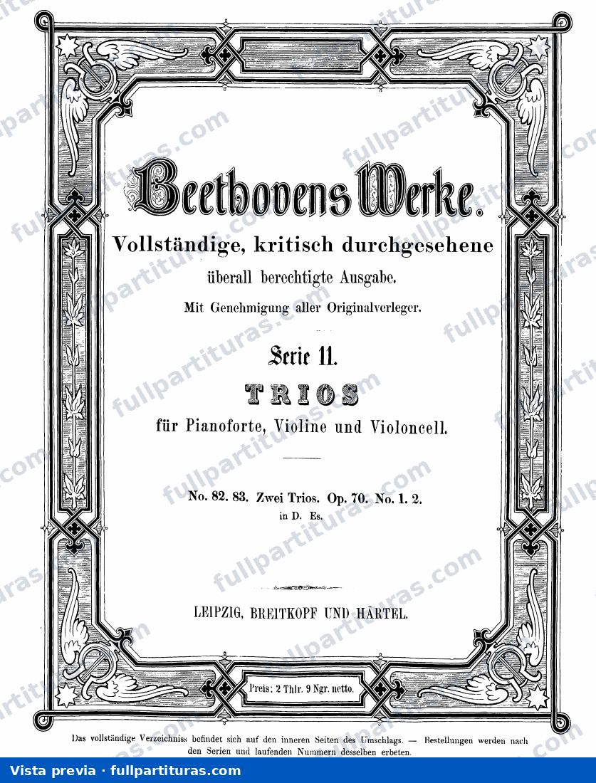 Trío para piano, violín y violoncello Op. 70 nº 1 — preview