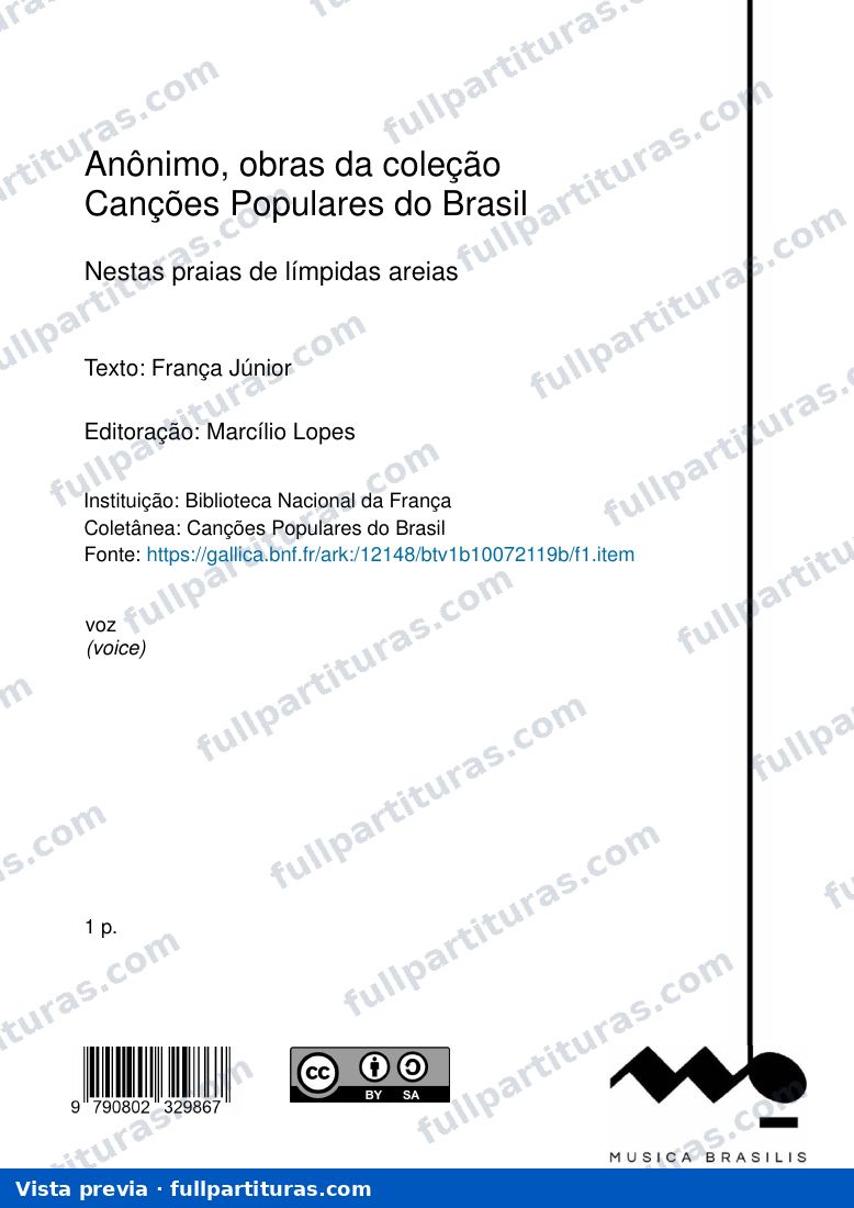 Nestas praias de límpidas areias, Anônimo — preview