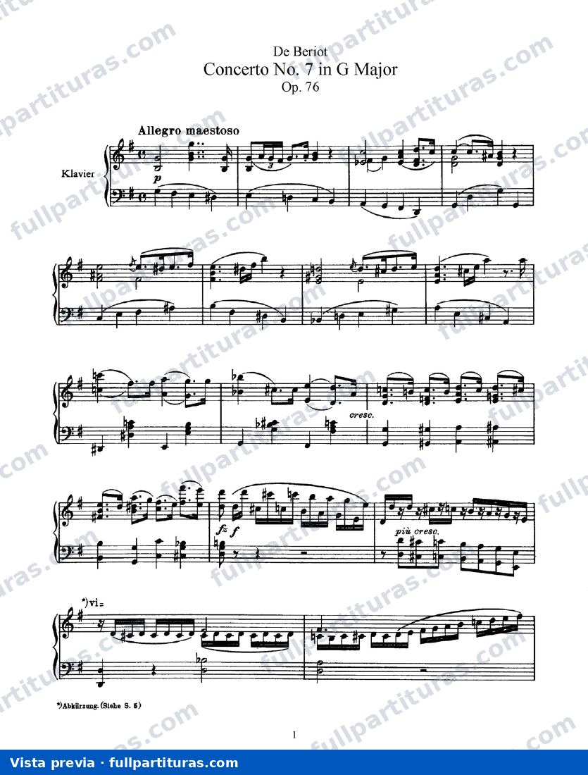 Concierto nº 7 In Sol Mag Op 76 Para Violín y Orquesta — preview